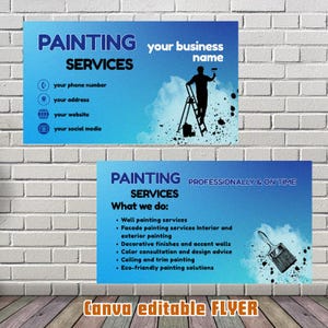 Druckbare Malerei-Services-Visitenkarte, Visitenkartenvorlage Maler zu einstellen, Handyman bearbeitbare Karte, Renovationskarte, digitale Dateien