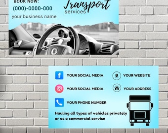 Transport Services Business Card: Hauling Car Detailing (Canva Editable)