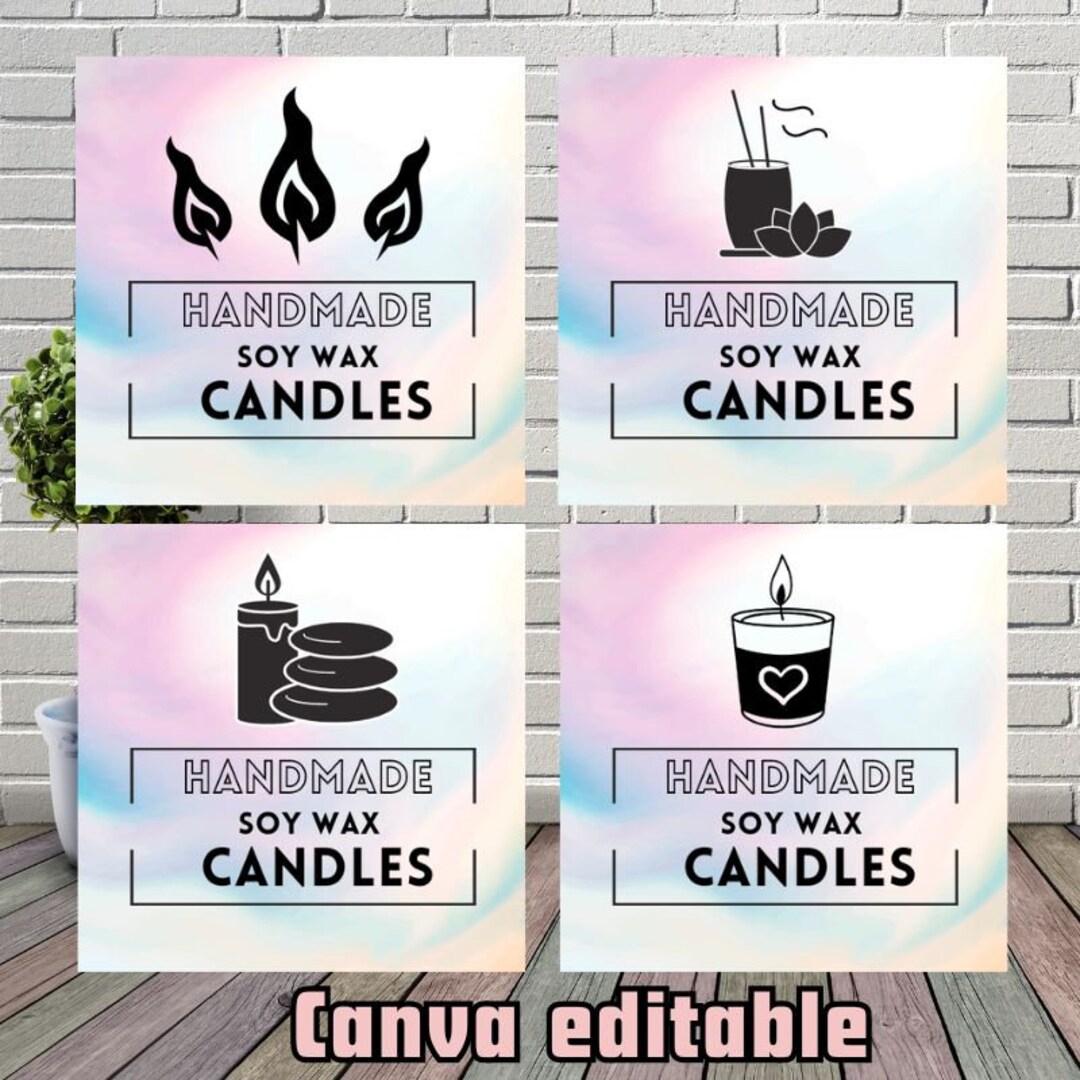 Candle Making Business Logo, Soy Wax Candles Logo Template, Set of 4 ...
