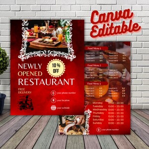 restaurant flyer template, restaurant food flyer, restaurant menu template, fast food menu, canva editable flyer, restaurant canva template