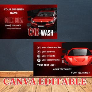 Car Wash Visitenkarte, Car Wash Card, Car Detailing Car, Car Wash Karte, DIY Car Wash Services Car, Canva Editable, 2 Seiten, digital