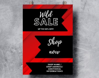 Editable Sale Poster Template, sale canva template, sale poster diy, printable sale poster, shop sale poster graphic, sale editable graphic