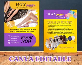 Wax Party Flyer: Waxing Salon Template (Canva Editable)
