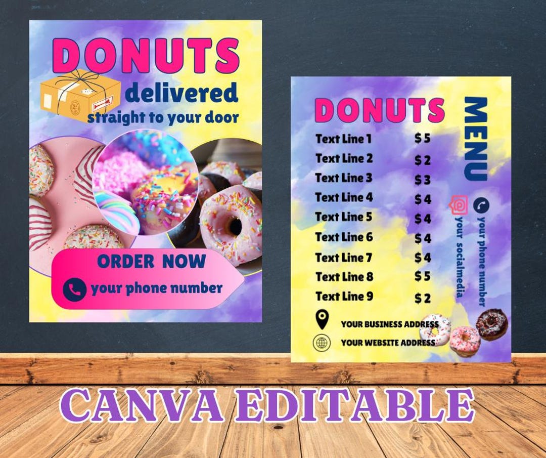 Bakery Flyer Template: Donuts & Cake Shop, Editable Canva Design - Etsy