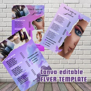 Editable Hair Salon Flyer Template: Canva Beauty Salon (8.5x11 inches) (Digital Download)