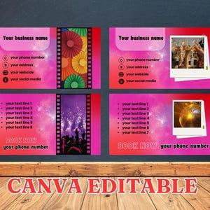 Colorful Event Party Rental Business Card, Equipment Rentals Card, Party Rental Business, Decoration Card, Canva editable, 3.5 x 2 inches