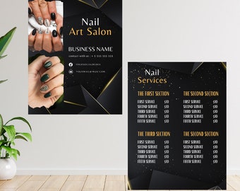 Nail Art Salon Flyer Template: Editable Manicure Services (Canva)