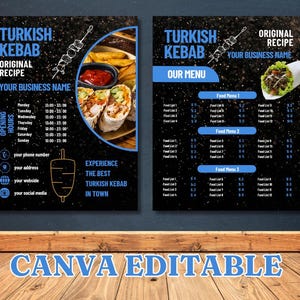 Türkischer Kebab Flyer, Kebab Restaurant Flyer, Türkisches Essen Flyer, Türkisches Kebab Essen Poster, Kebab-Menü-Flyer, Canva editierbar, digital