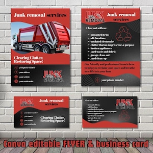 Müllentsorgungs-Services-Flyer, Müllentsorgungs-Visitenkarte, Umzugswerbung, Junk-Werbung, Müllentsorgung, Müllentsorgung Canva Vorlagen, Digital