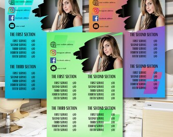 Hair Salon Price List Flyer: DIY Canva Template (A4)