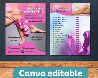 Waxing Specials Flyer: Beauty Salon Template (Canva Editable)