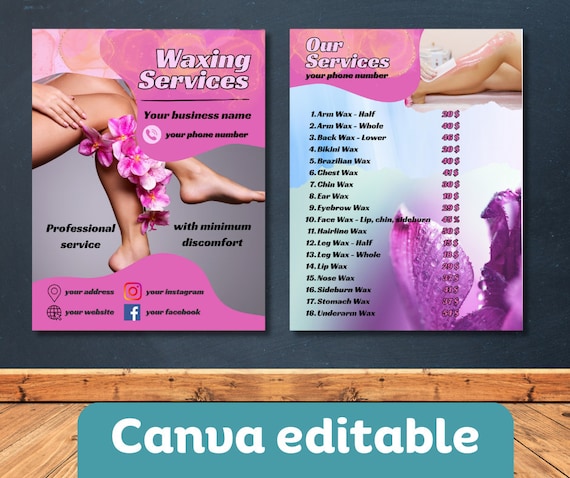 Waxing Specials Flyer: Beauty Salon Template (Canva Editable)