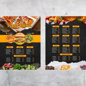 ulotka żywnościowa, ulotka sprzedaży żywności, ulotka restauracji, ulotka fast food, ulotka pizzy, ulotka fast food, szablon canva, szablon żywności, menu żywności