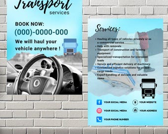 Transport Service Flyer: Hauling & Shuttle - Canva Editable (Digital Product)