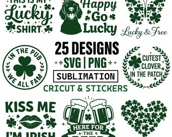 St. Patrick's Day SVG-bundel, Ierse Shamrock Quotes PNG SVG-bestanden voor Cricut, Lucky Clover shirtontwerpen, sublimatie gesneden bestanden
