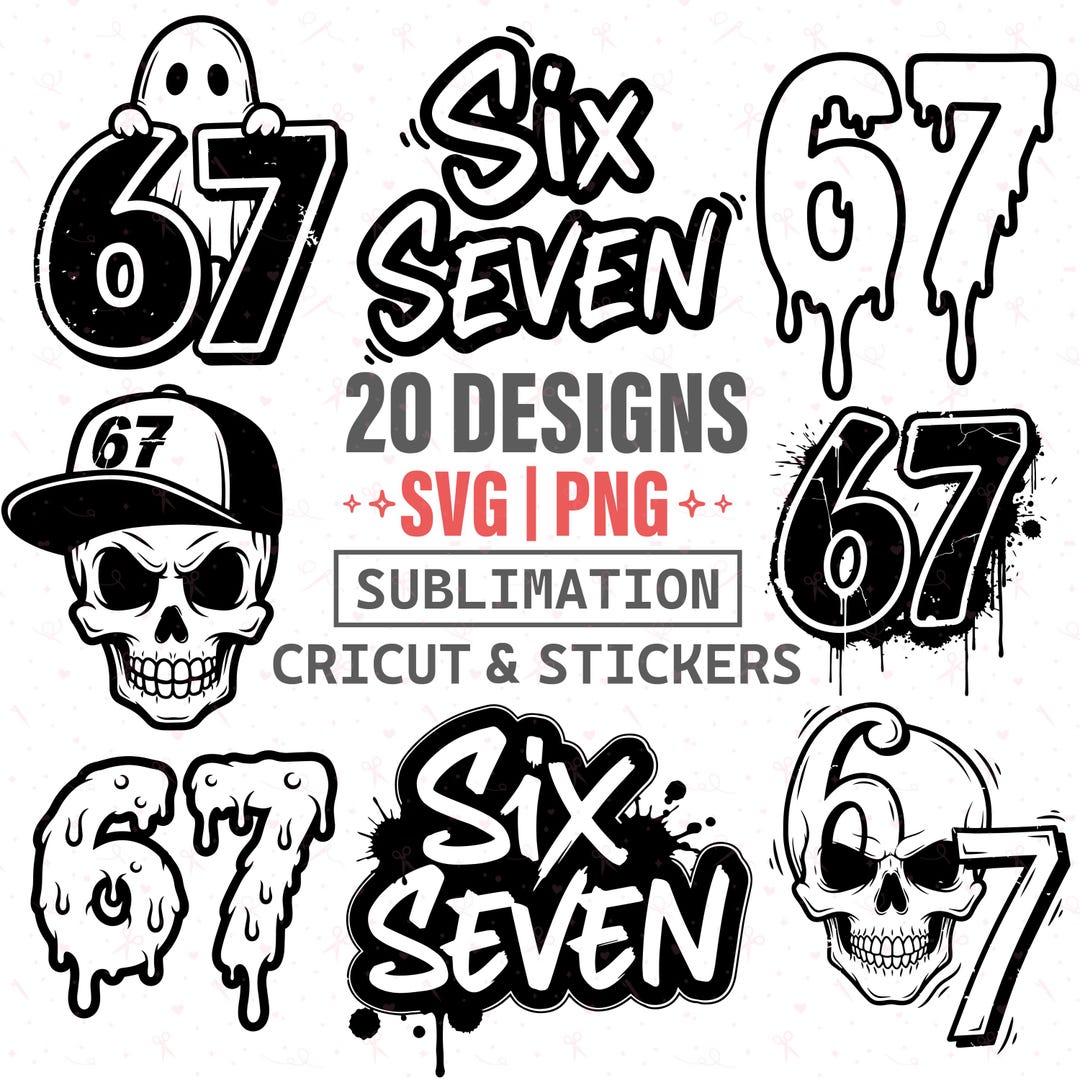 Viral 67 Number Designs, Svg Png Jpeg Eps Bundle - Etsy