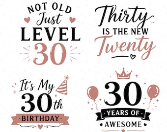 30e verjaardag SVG-bundel, hoofdstuk 30 png, shirtontwerp Dirty Thirty, Thirty & Fabulous Cricut-sublimatiebestanden