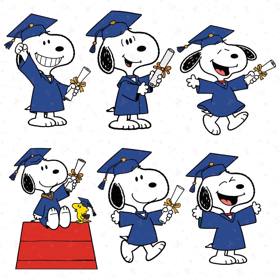 Snoopy Graduation Clipart Bundle, Snoopy Class of 2026 PNG SVG ...