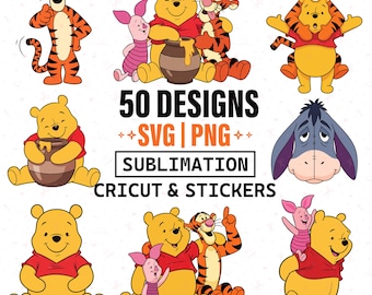 Winnie de Poeh PNG, Winnie de Poeh SVG – klassieke Winnie de Pooh-clipart voor kinderkamerdecoratie, babyshower, shirts en verjaardagen