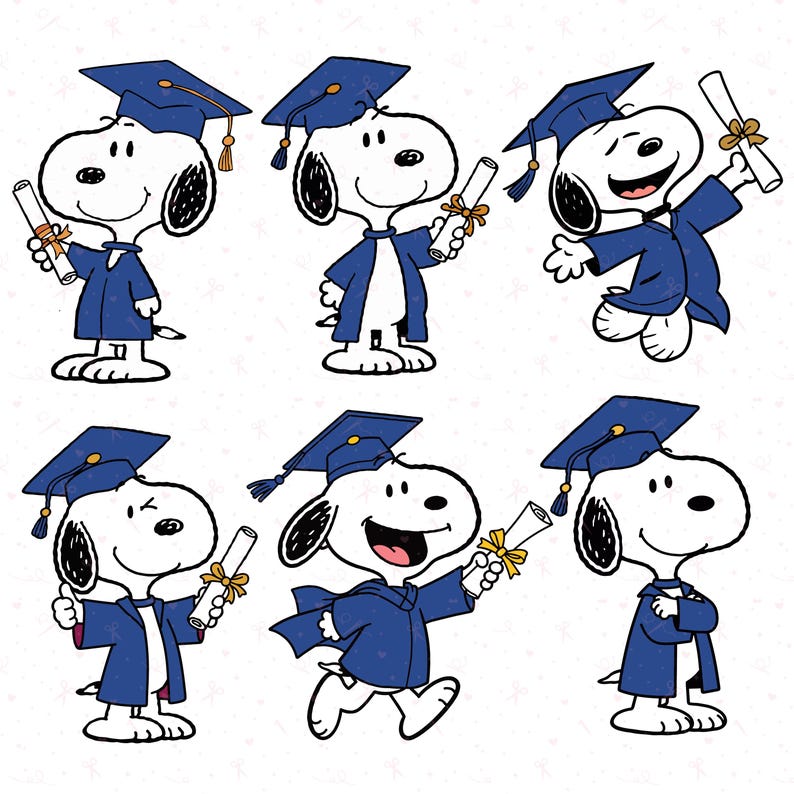Snoopy Graduation Clipart Bundle, Snoopy Class of 2026 PNG SVG ...