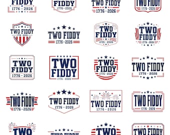 Two Fiddy 1776 2026 PNG SVG, grappige USA 250e verjaardag afbeelding, patriottische 4 juli shirt Design, Amerika viering downloaden