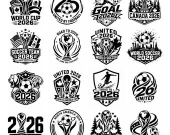WK 2026 SVG-bundel, zwarte voetbaltrofee Cricut-bestanden, voetbal clipart, USA Canada Mexico, png jpg-SVG