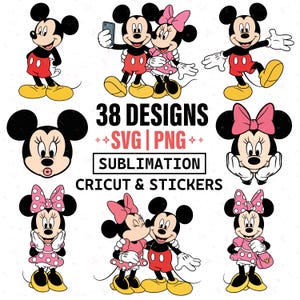 Mickey Minnie Mouse Couple SVG PNG Bundle – Cricut Sublimation Clipart (Digital Download)