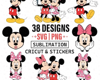 Mickey Minnie Mouse Couple SVG PNG Bundle – Cricut Sublimation Clipart (Digital Download)