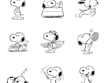 Snoopy png, 36 Snoopy SVG handgetekende stijl clipart, Snoopy SVG, Peanuts komische hond, clipartbundel