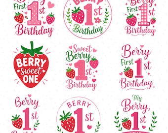 Berry eerste verjaardag SVG PNG, aardbei verjaardagsshirt, Sweet One 1e verjaardag, Berry verjaardag meisjes, Cricut gesneden bestand, digitale download