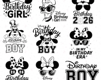 Disney verjaardag SVG PNG-bundel 2026, Birthday Squad SVG, verjaardag meisje jongen Cricut-bestanden, familie verjaardag shirts