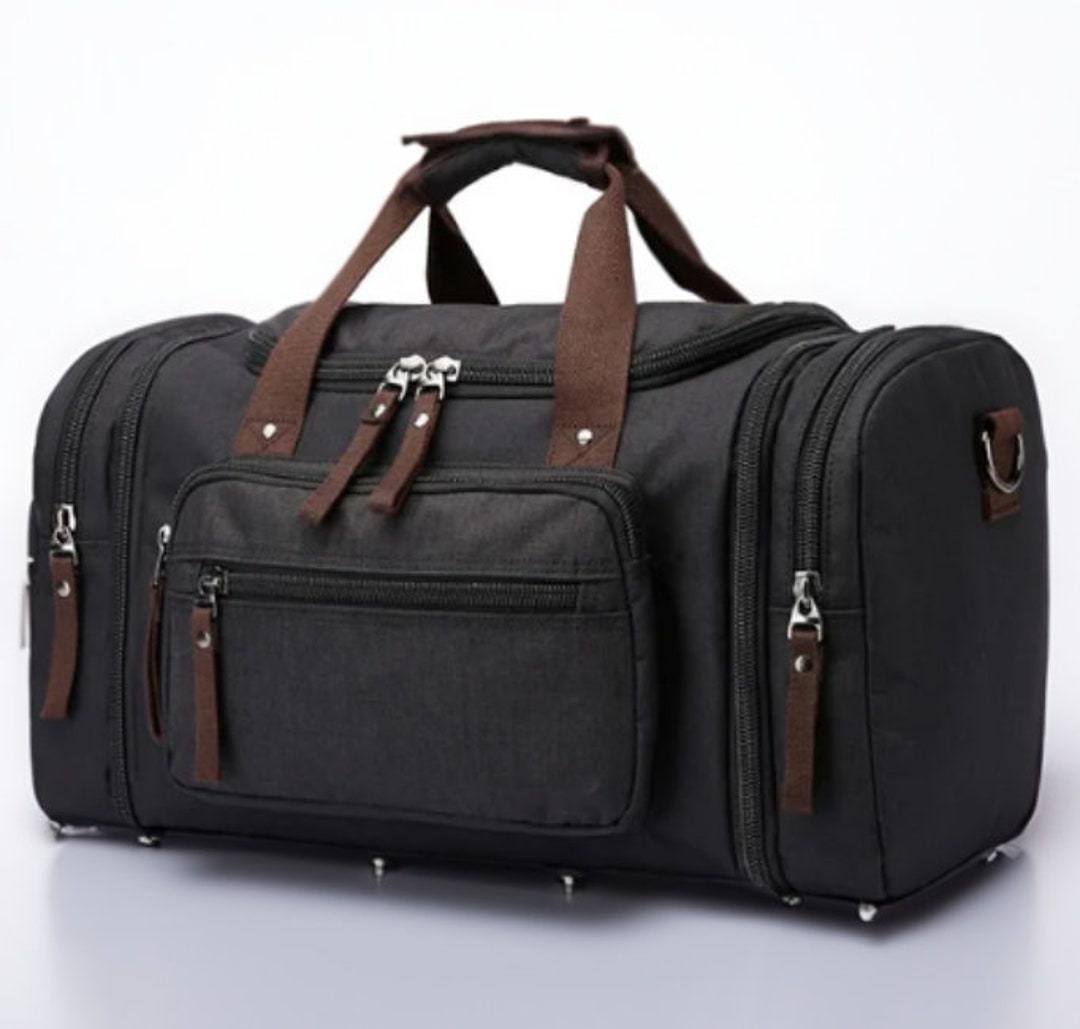 2024 Vintageinspired Classic Canvas Duffle Bag With Leather Accents