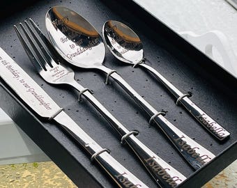 Personalized Stainless Steel Cutlery Set (Engraved, Gift Boxed)