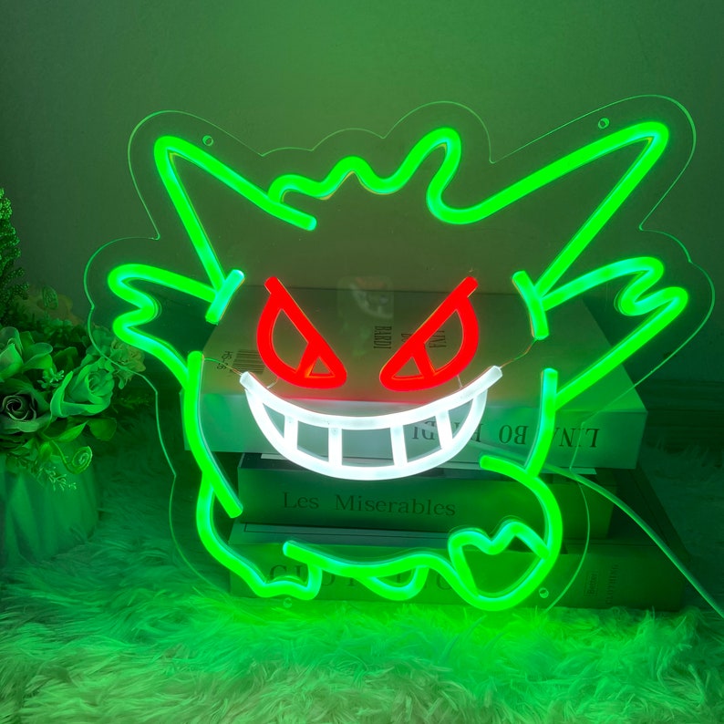 Pokemon Gengar Neon Led Sign Indoor Wall Lights Indoor Etsy