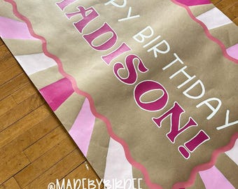 Custom Hand Painted Birthday Banner | Personalized Party Decor | Celebration Backdrop | Kraft Paper Sign