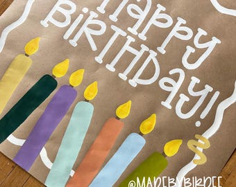 Custom Hand Painted Birthday Banner | Personalized Party Decor | Celebration Backdrop | Kraft Paper Sign