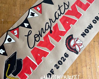 Custom Hand Painted Graduation Banner | Personalized Party Decor | Celebration Backdrop | Kraft Paper Sign