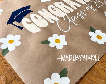Custom Hand Painted Graduation Banner | Personalized Party Decor | Celebration Backdrop | Kraft Paper Sign