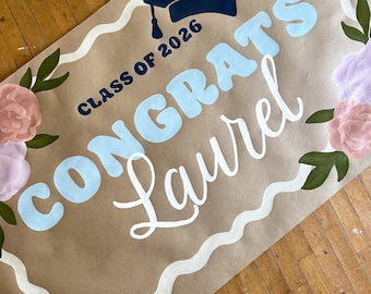 Custom Hand Painted Graduation Banner | Personalized Party Decor | Celebration Backdrop | Kraft Paper Sign