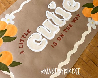 Custom Hand Painted Baby Shower Banner | Personalized Party Decor | Celebration Backdrop | Kraft Paper Sign
