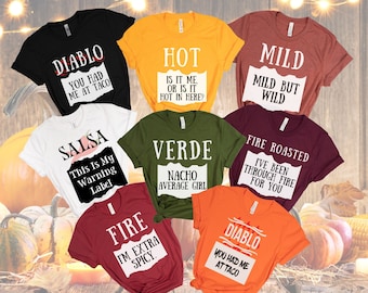 Camiseta divertida de disfraz grupal de salsa picante, camiseta para fiesta de Halloween