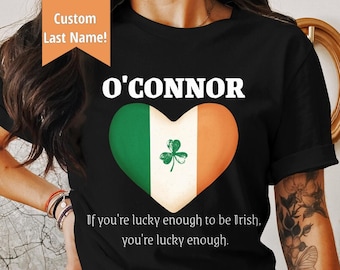 Custom Shamrock, Last Name St Patrick's Day TShirt, Irish Drinking T-Shirt, Parade Shirt, St Paddy's Day, Personalized, Luck of the Irish
