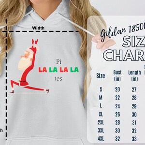 Sudadera navideña de pilates, Papá Noel Pi La La La La Tes, camiseta de pilates de Papá Noel, camiseta divertida de pilates, sudadera con capucha de pilates, regalo de instructor de pilates imagen 7