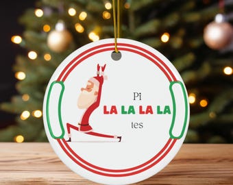 Santa Pilates Christmas Ornament, Pilates Christmas Ornament Ceramic, Gift for Pilates Instructor, Christmas Present for Pilates Lover