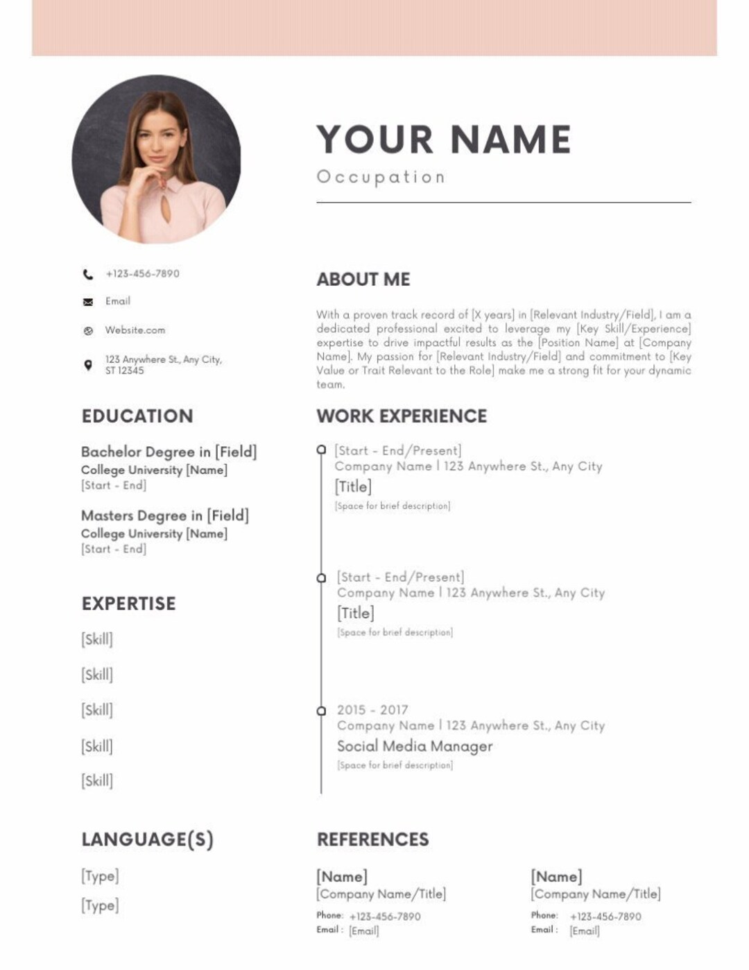 Resume and Cover Letter Template Etsy Canada