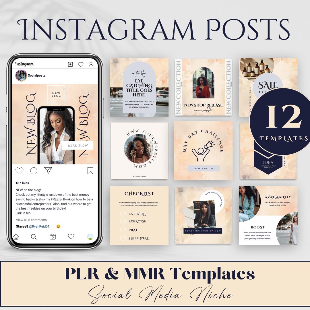 12 Master Resell Right PLR Instagram Post Canva Templates, Social Media ...