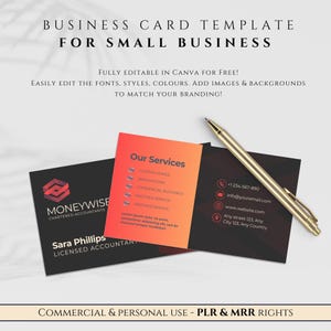 DIY PLR-visitekaartje, bewerkbare canvassjabloon, digitale kaarten Premade blanco afdrukbare master doorverkooprechten voor kleine bedrijven passief inkomen
