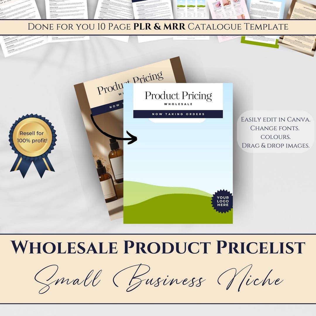 PLR Small Business Price List Template, Wholesale Catalogue, Pricing ...