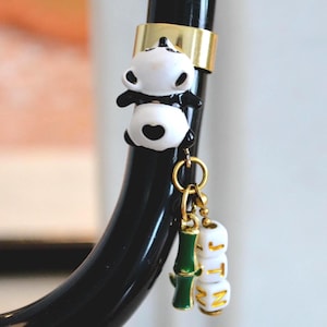 Personalized Panda Stethoscope Charm: Custom Initial Beads & Bamboo. Welded for Extra Durability.