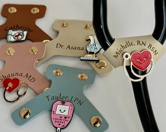 Engraved Leather Stethoscope Name Tag | Healthcare Accessories | Personalized Gifts for Nurses and Doctors | Custom Gifts for Nurses